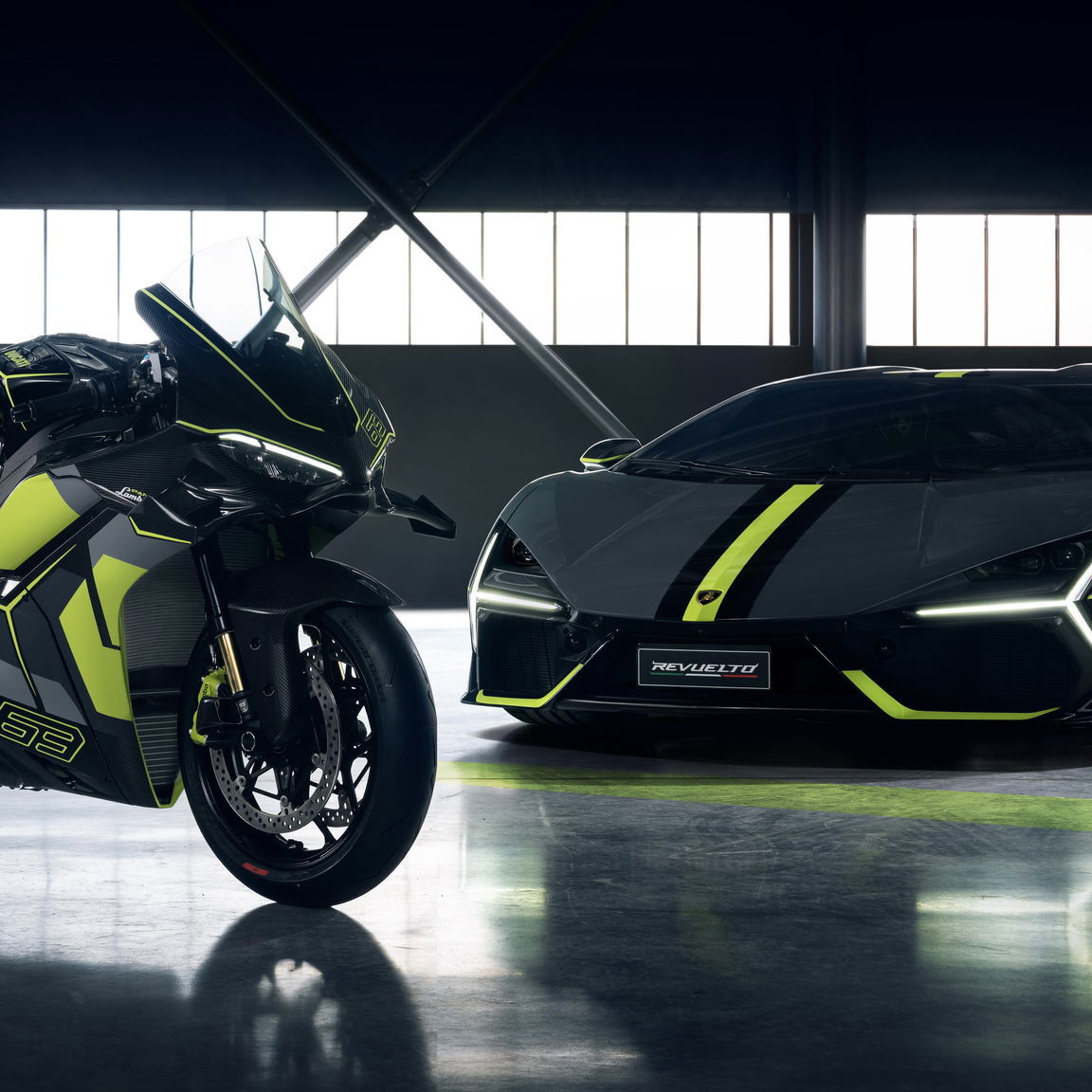 Ducati Panigale V4 Lamborghini and Lamborghini Revuelto